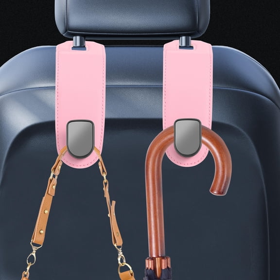 YUYUETIME 2Pcs Pink Headrest Organizer Hooks Car Purse Hanger No Installation Space Saver