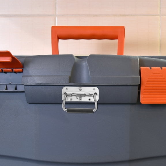 DINHEAROM Versatile Application Folding Pull Handle Black Toolboxes 2Pcs 3.93X2.83X0.59in