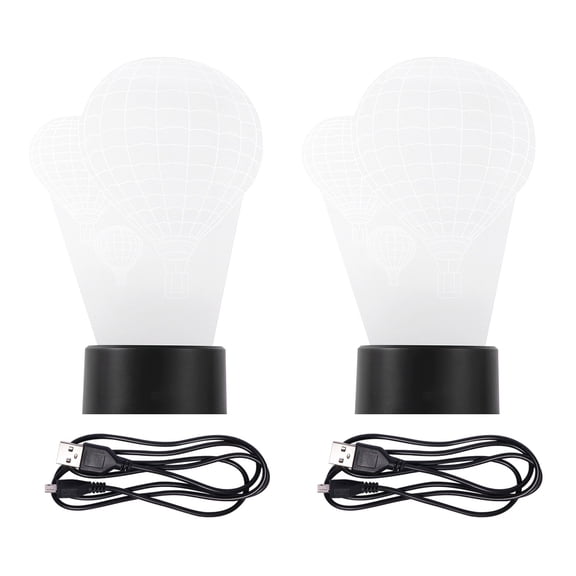 MLINS 2pcs Hot Air Balloon 3D Night Light LED 7 Colors Decorative Lamp Touch Bedside Light Gifts for Bedroom (Black Base)