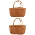 thumbnail image 1 of MLINS 2pcs Imitation Rattan Basket Double Handles Basket Picnic Basket Sundries Basket, 1 of 8