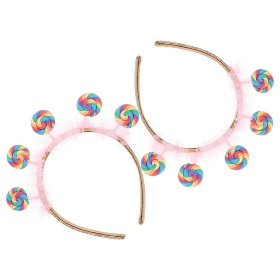 MLINS 2pcs Lollipop Headbands For Women Lollipop Candy Charms Lace Embellished Hairband Statement Wide Hair Hoop Funny For Girls Sister Birthday Holiday Party