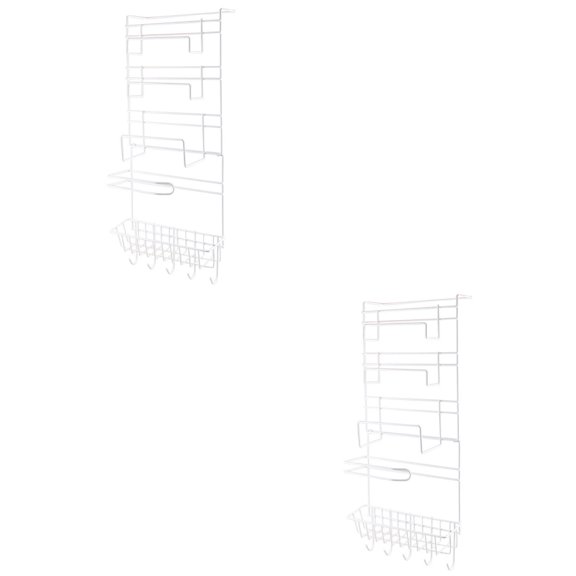 MLINS 2-Pack Multifunctional Refrigerator Storage Rack with 3 Strong Adhesive Hooks, Wall-Mounted Organizer Shelf for Kitchen Storage