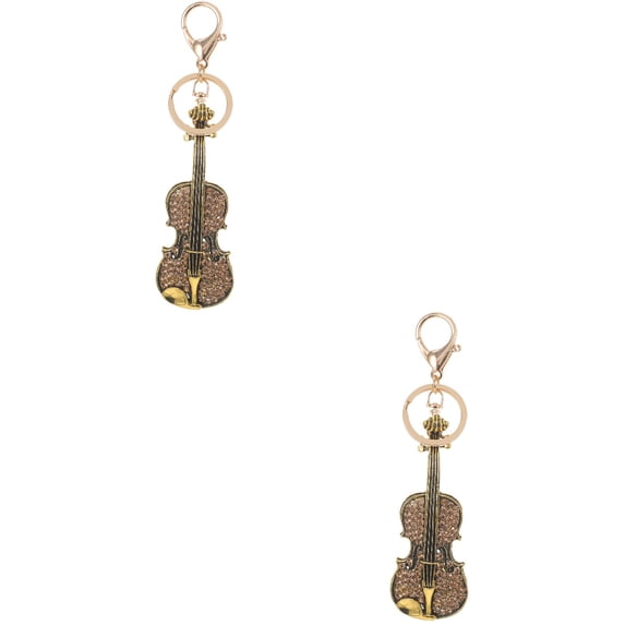 MLINS 2pcs Music Keychain Rhinestone Violin Key Pendant Music Souvenir Violin Keychain Pendant