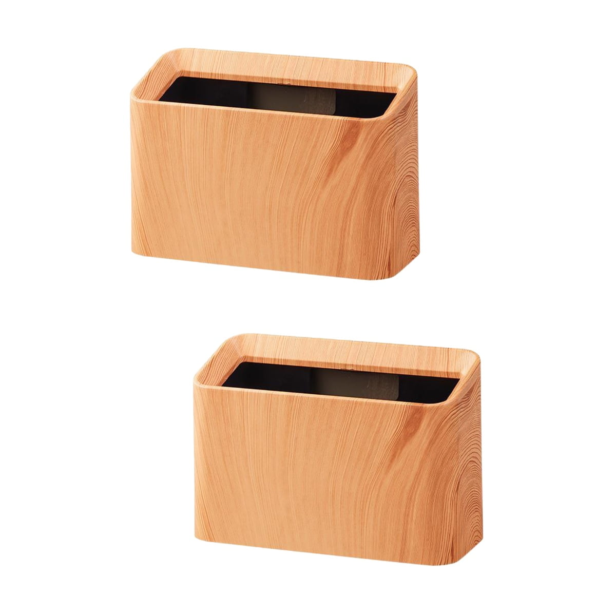 MLINS 2pcs Portable Trash Can Desk Bin Table Desktop Dustbin Imitation Wood Grain Trash Can