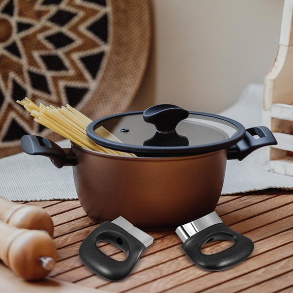 FELTECHELECTR Enhanced Safety Pot Handle Black Plastic 2Pcs 3.1X3.0X0.8In For Kitchen Pans