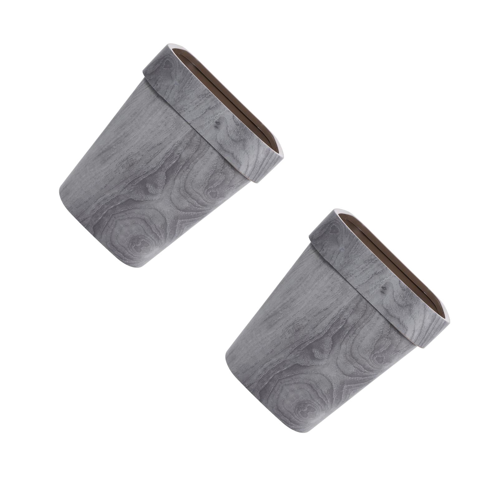 Rustic Garbage Pail MLINS 2pcs Rustic Wood Grain Trash Can Plastic Garbage Bin Indoor Waste ...