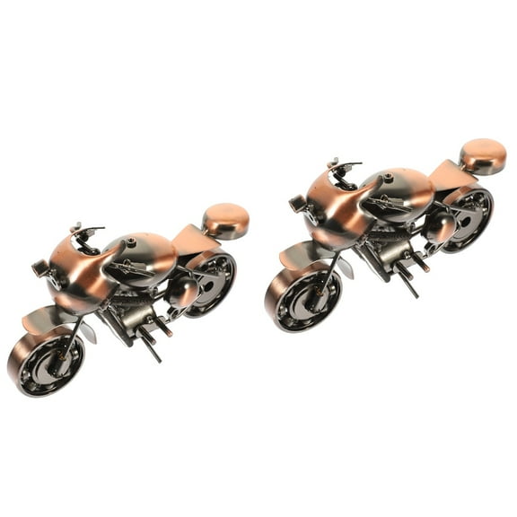 MLINS 2pcs Simulation Motorcycle Model Decorative Motorbike Craft Boy Small Gift (Bronze)