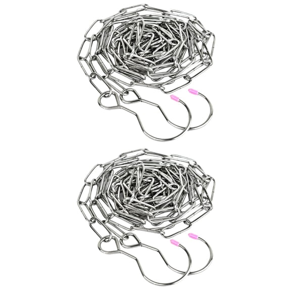 MLINS 2pcs Stainless Steel Clothes Drying Chain with Two Hook Clothes Storage Chain Clothes Drying Rope Rack Portable Clothesline (2 Meters Length)