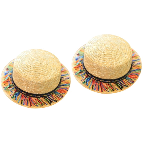 MERRYHAPY Mlins Straw Woven Beach Hat for Decor Multi-Color Sunshade Wide Brim Design