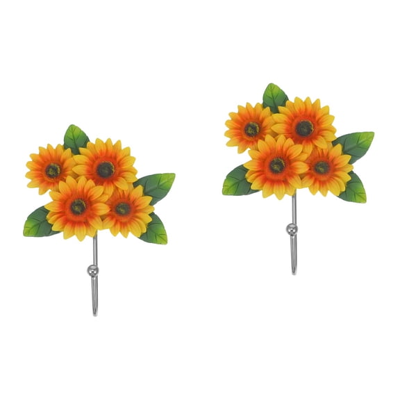 MLINS 2pcs Sunflower Wall Hook Key Holder Decorative Sunflower Wall Hook Wall Hanger Adhesive Coat Hook