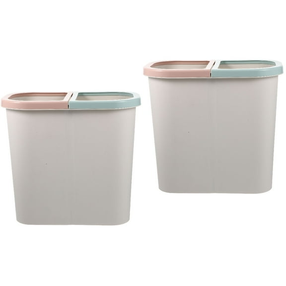 MLINS 2pcs Trash Can Dual Compartment Recycling Waste Bin Trash Storage Box Container for Kitchen