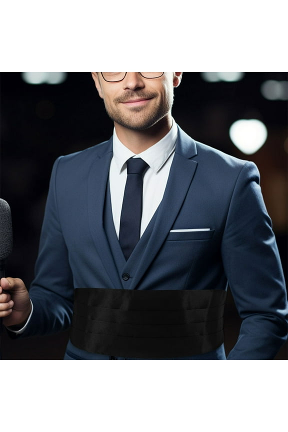 2pcs Tuxedo Cummerbund Men Formal Belt Adjustable Satin Waistband Solid Color For Wedding And Party Events