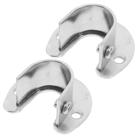 MLINS 2pcs U Shaped Closet Rod End Supports Stainless Steel Wardrobe Bracket Flange Holder With Screw Socket Accessories