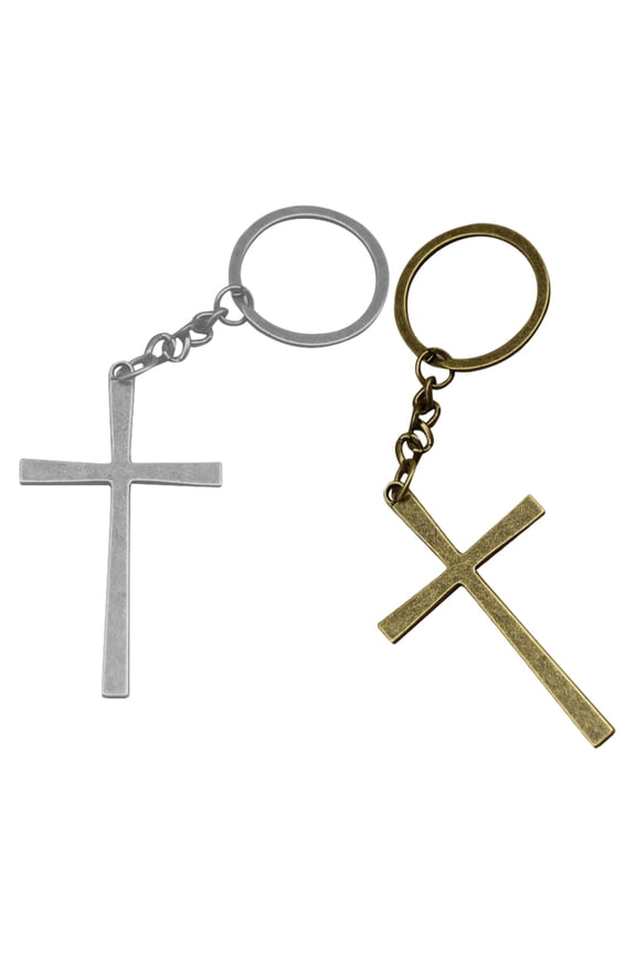 2Pcs Decorative Cross Pendant Keychains for Handbag Backpack Small Metal Key Rings with Assorted Colors