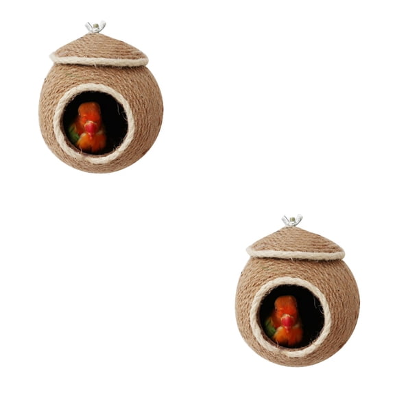 MLINS 2pcs Weaving Rope Bird Sleeping Nest Parrot Hammock Birds Nest Pet Ball Shape Hanging Hut for Home Cage Bird Parrot (Screws Style)