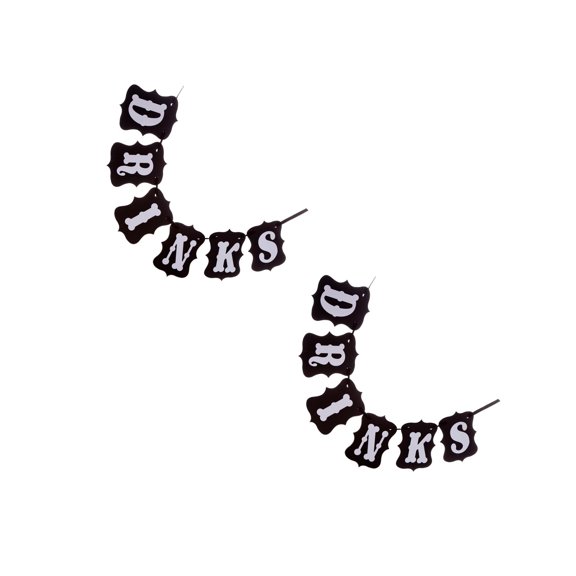 MLINS 2pcs Wedding Birthday Western Party Bunting Banners Buffet Hanging Decoration Photo Props DRINKS with Black Wide Rope