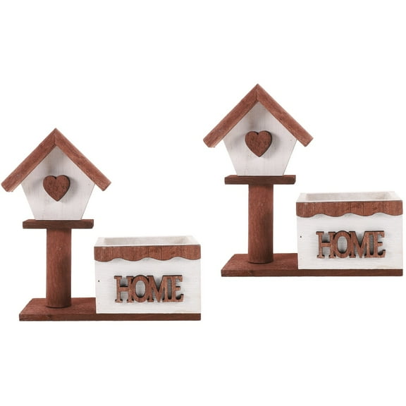 MLINS 2pcs Wood House Small Planter Pot Fake Flower Small Box Wall Succulent Planter Pot Small Bonsai Container