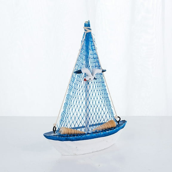 MLINS 2pcs Wooden Sailboat Decor Unique Nautical Ornaments Beach Ocean Theme Party Sailing Boat Ornament Mediterranean Themed Sailboat Decor