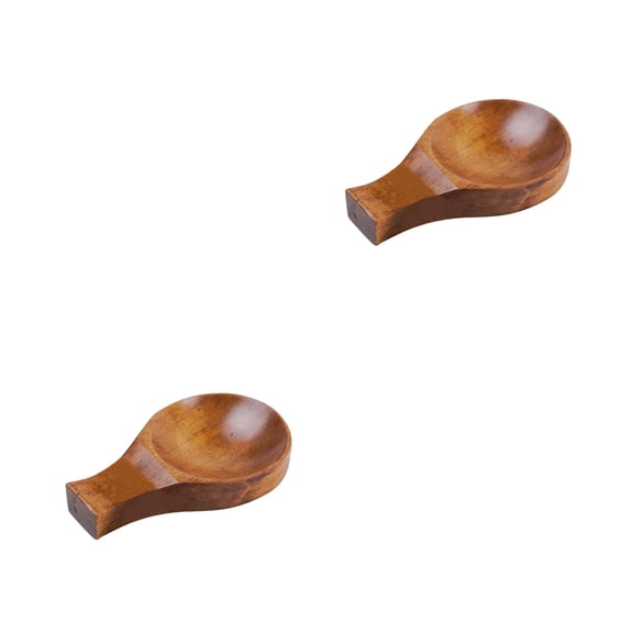 MLINS 2pcs Wooden Sauce Dishes Seasoning Dishes Chopsticks Rests Dinner Spoon Stand Fork Holder Appetizer Plates