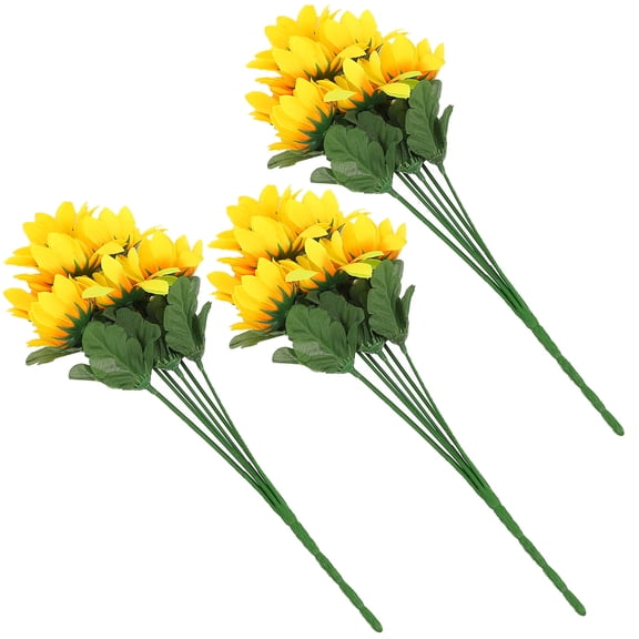 MLINS 3 Bunches Simulated Sunflower Decorations for Party Artificial Flowers Bouquet Wedding Bride Yellow
