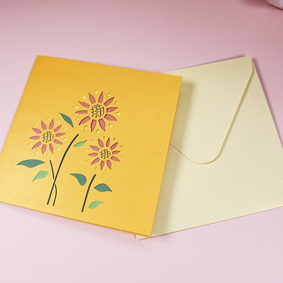 MLINS 3 D Faux 3d Greeting Card Paperboard Cards Sunflower Shopping