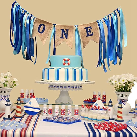 MLINS 3 PCS Birthday Crowns Birthday Cake Banner Baby Blue