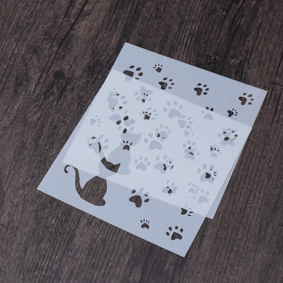 MLINS 3 PCs Cat and Claw Pattern Drawing Stencils DIY Hollowout Drawing Templates for Notebook Diary Scrapbook Photo Album DIY (White)