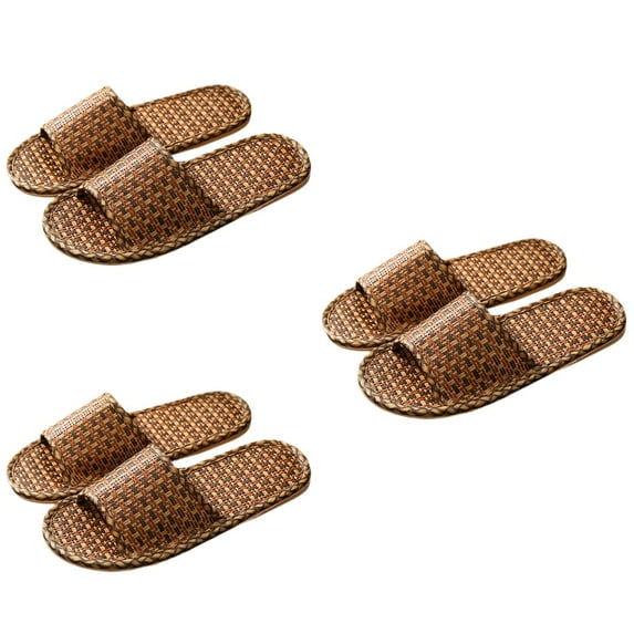 MLINS 3 Pairs Nordic Slippers Rattan Grass Woven Slippers Home Indoor Slippers for Men Women