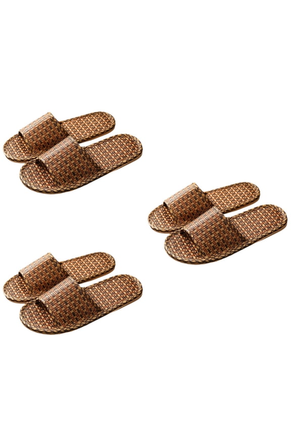3 Pairs Nordic Slippers Rattan Grass Woven Slippers Home Indoor Slippers for Men Women