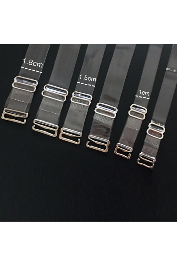 3 Pairs of Adjustable Plastic Transparent Invisible Shoulder Bra Straps with Stainless Steel Buckles