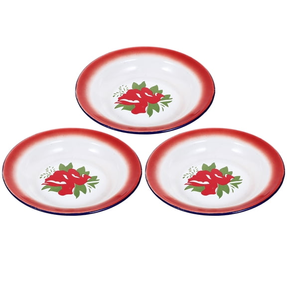 PTOOTP Vintage Enamel Plates Assorted Color 3Pcs 7.9x7.9in