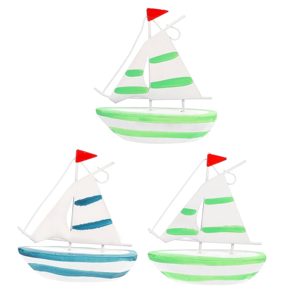 DINHEAROM Sailboats Decor Blue Birthday 3Pcs 1.6X3.9X4.3In