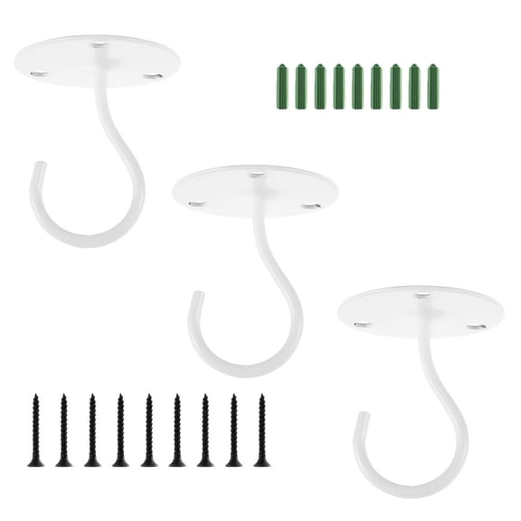 MLINS 3 Pcs Ceiling Hook Flower Stand Hooks 7.6X6.5CM White