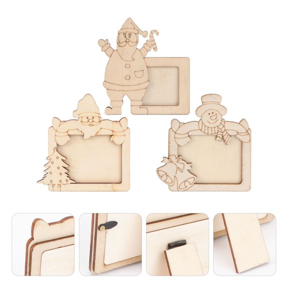 MLINS 3 Pcs Christmas Wooden Photo Frame Tree Decoration Party Child