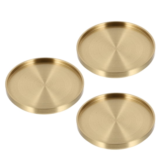 MLINS 3 Pcs Copper Coaster Beverages Teacup Coasters Stoneware Trifle Golden