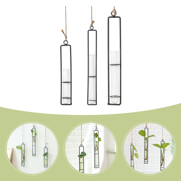 MLINS 3 Pcs Decorative Tube Wall Planters for Indoor Plants Hanging Black