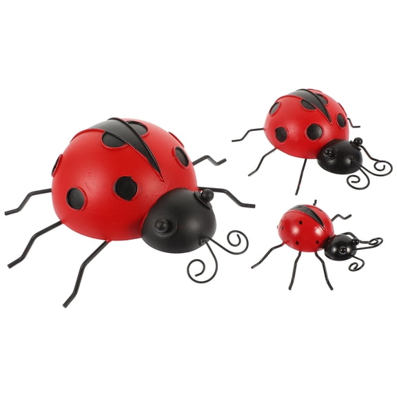 MLINS 3 Pcs Garden Gnomes Ladybug Ornament Pool Decor 23X23X7CM Red