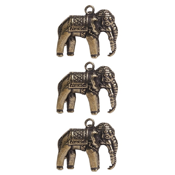 MLINS Set of 3 Brass Elephant Pendants Decorative Elephant Statues Unique Elephant Home Decor Accents
