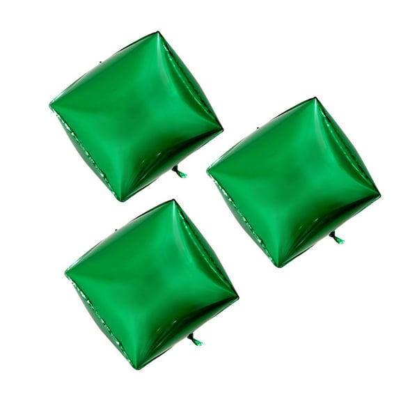 Green 4D Square Shaped Aluminum Foil Helium Balloon for Party Decoration 3pcs