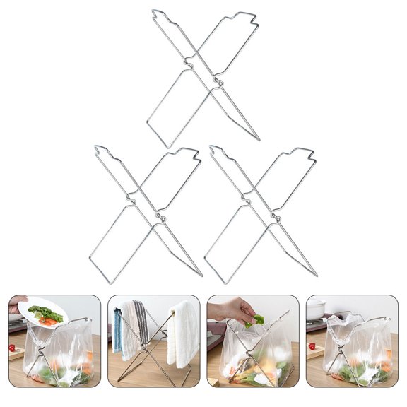 MLINS 3-Pack Large Hanging Grocery Bag Holder Rack, Lightweight and Storage Organizer for Kitchen or Pantry
