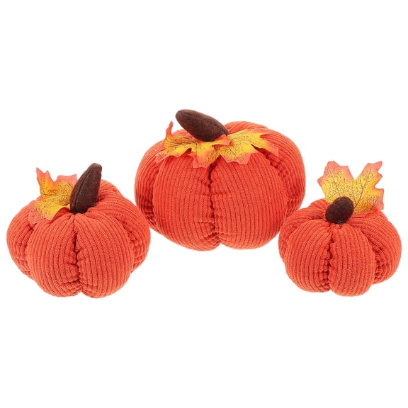 PTOOTP Artificial Pumpkin Decor Red Cloth 3Pcs 5.9x5.9in For Fall Season