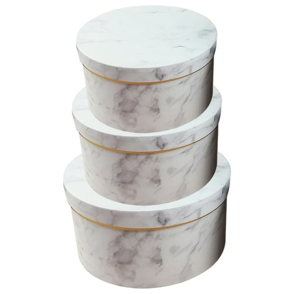MLINS  3 Pcs Retro Marble Flower Packaging Box Round Gift Cylinder