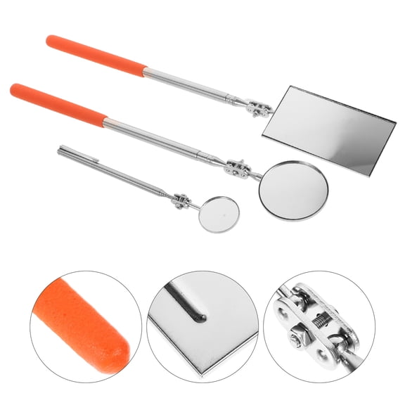 MLINS  3 Pcs Rotating Mirror Telescopic Detection Tool Wrench Retrieval Car Inspection