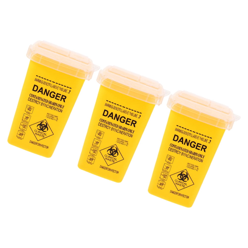 MLINS Yellow Sharps Disposal Container with Flip Open Lid for Safe Needle Storage and Travel 3pcs