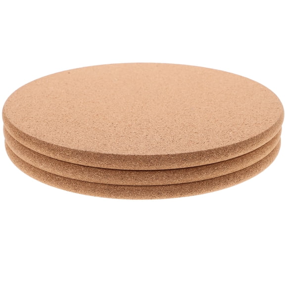 FELTECHELECTR Round Cork Mats Brown 3Pcs 7.5In Non Slip Design