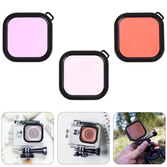 YUYUETIME Action Camera Filters Purple Scratch Resistant 3Pcs 1.65X1.65 Inch