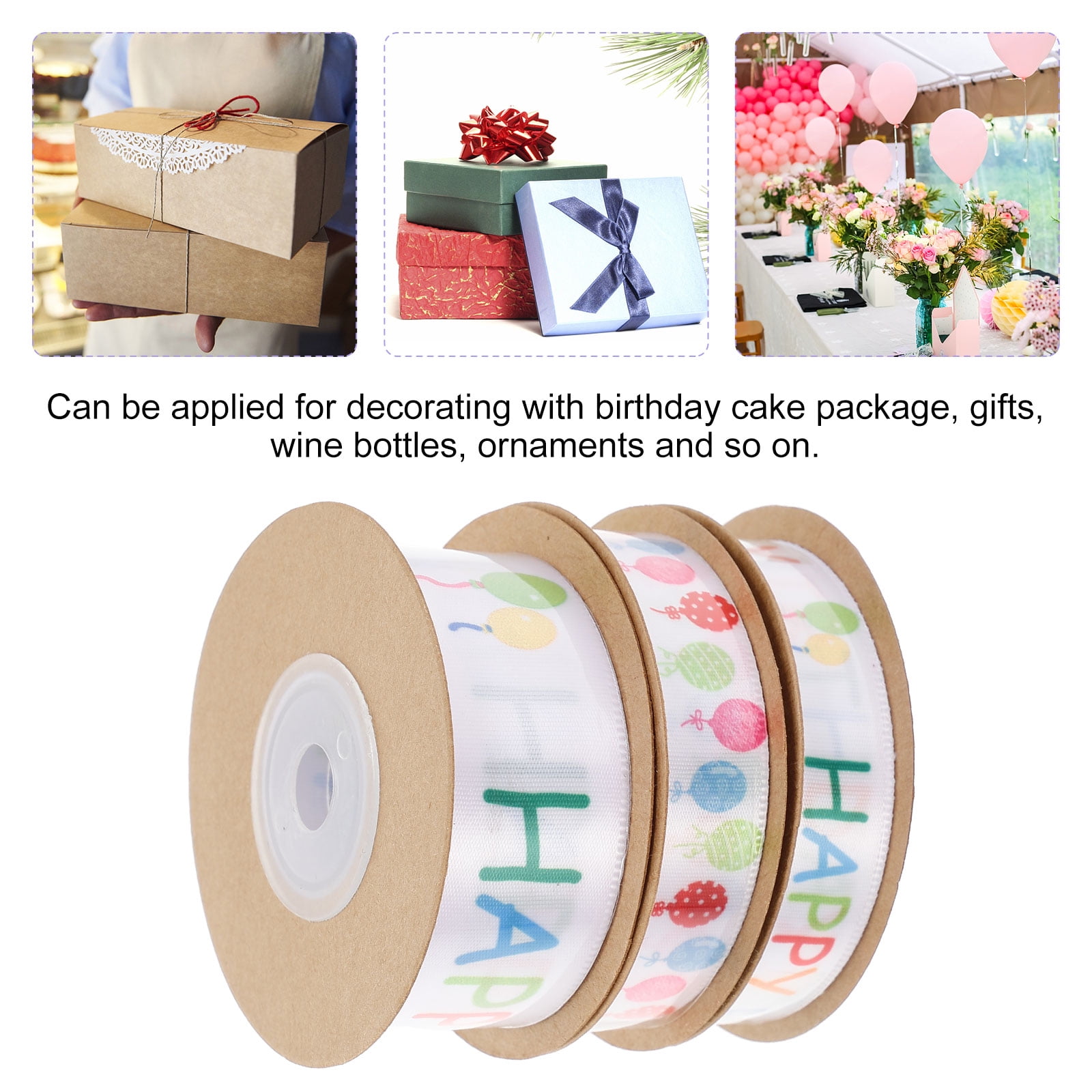 MLINS 3 Rolls Party Birthday Ribbon Decorative Ribbon Lightweight ...
