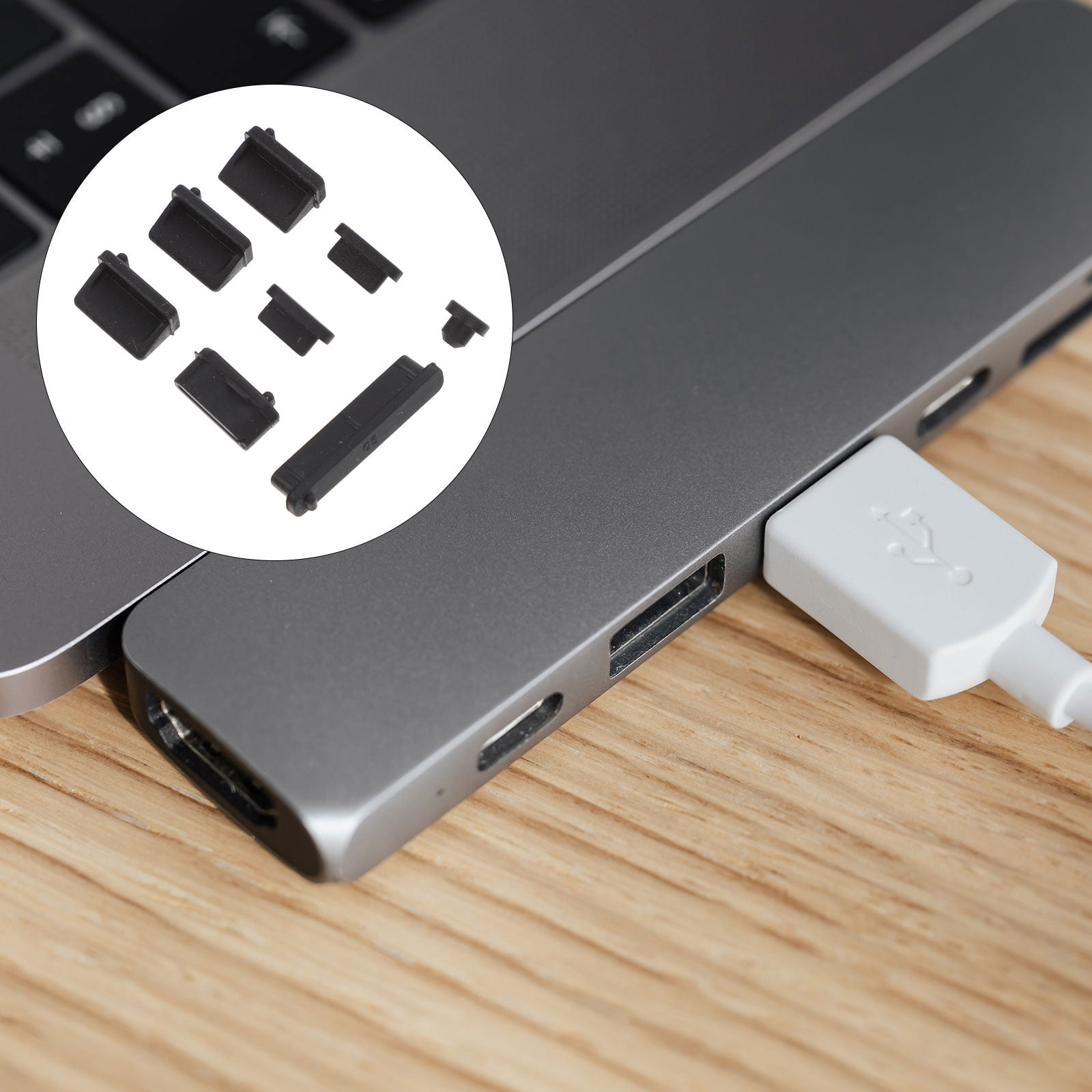 MLINS 3 Sets USB Dust Plug Laptop Charging Port 2X1X0.5CM Black ...