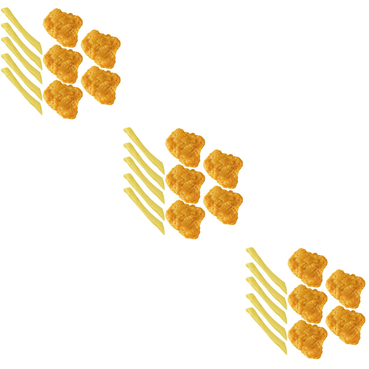MLINS 3 Sets  of Fake Chicken Nuggets French Fries Artificial Fried Cooked Food Model Fake Food Decors