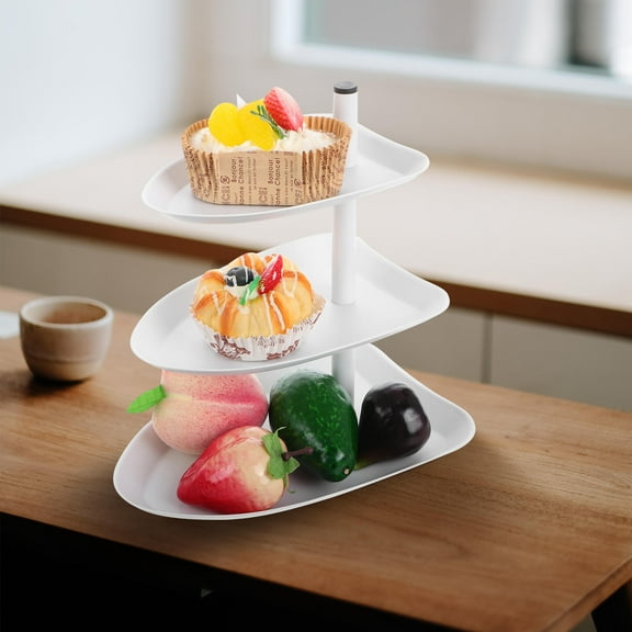 MLINS 3 Tier Fruit Bowl With Stand For Kitchen Counter Fruit Platter With Holder Serving Tray Dessert Fruit Cake Candy Storage Holder White